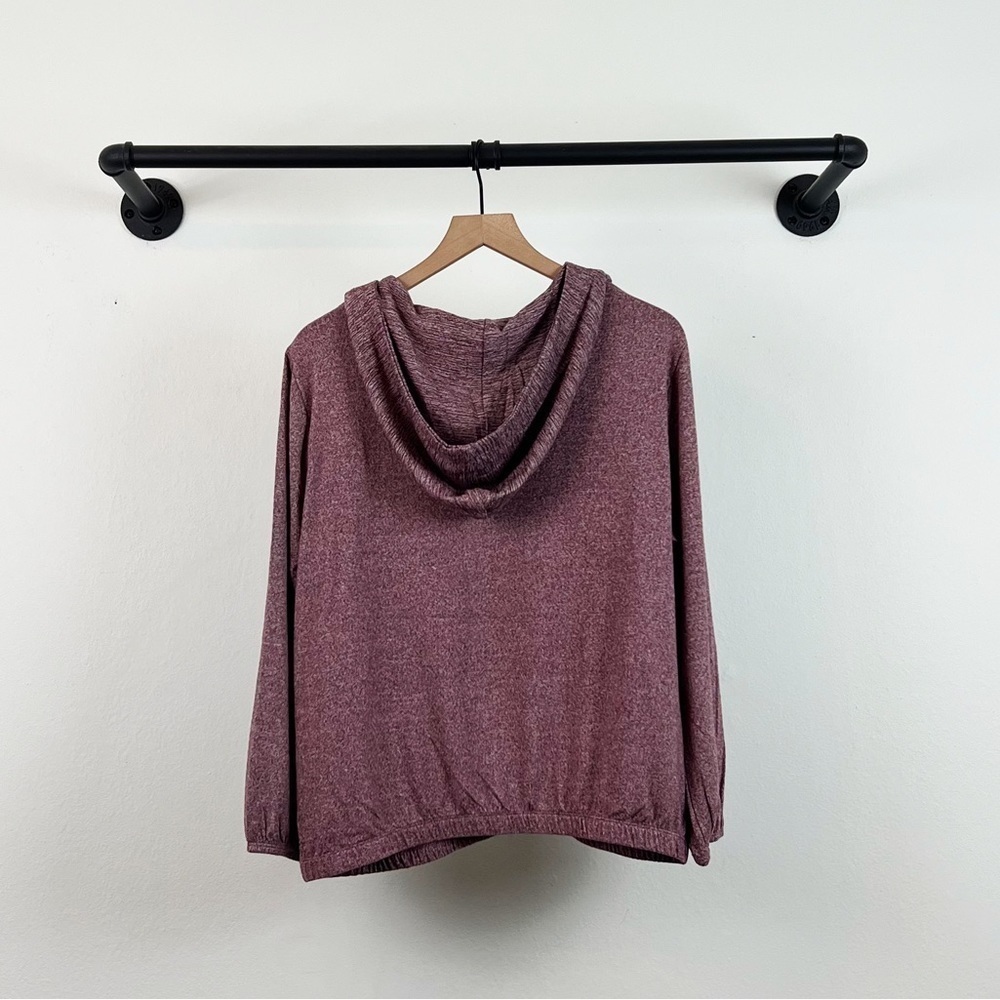 NWT Liverpool Jeans Co Split Neck Hoodie Mauve Heather Spacedye - Picture 5 of 7